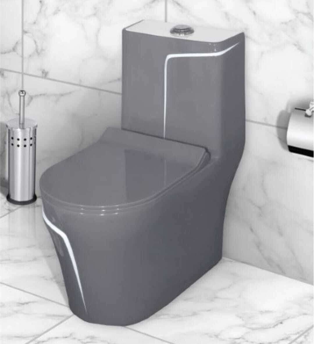 C011 Premium Grey commode with White Finishing Line and Round Flush Button Western Commode-image-49