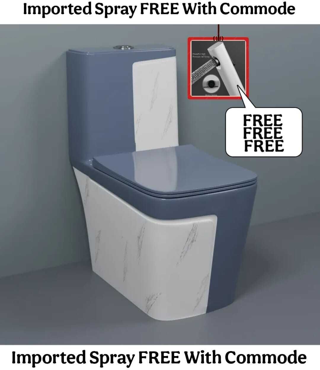 solano Dimond Quality LT016 Grey Commode With White Marble Finish And Round Flush Button Western Commode-picture-18