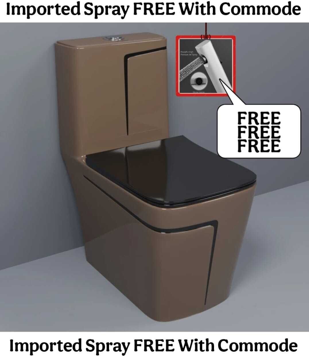 solano Dimond Quality LT025 Choco Brown commode with Black Finishing Line and Round Flush Button Western Commode-picture-13