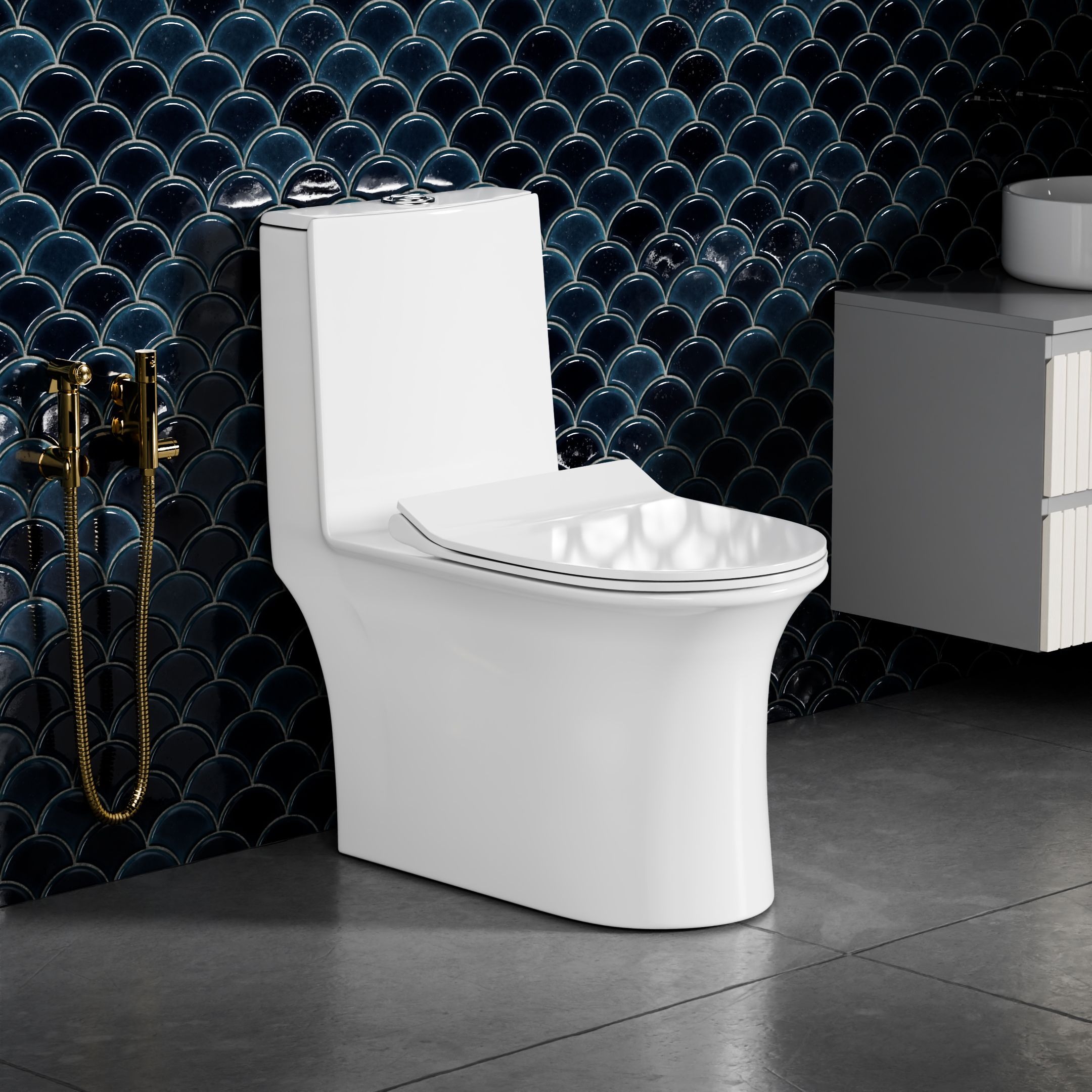 Ceramic One Piece Western Toilet Commode/Water Closet with Soft Close Seat Cover neos new1 Western Commode-image-25