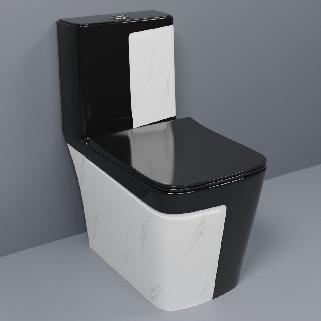 dot C/T014 Premium Quality Shining Black Commode With White Marble Finish And Round Flush Button Western Commode-picture-37