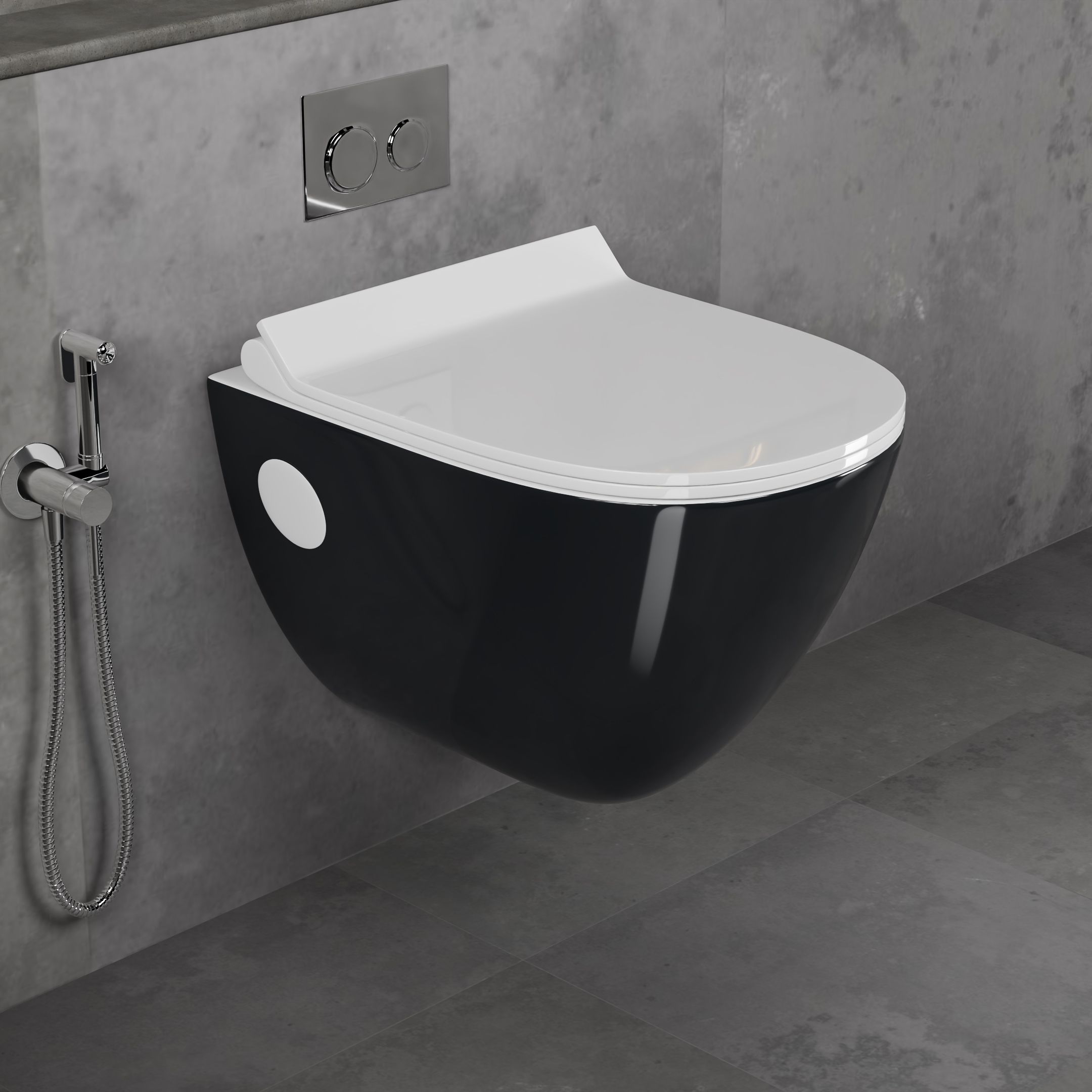 CROMA BLACK Ceramic Wall Hung Commode | Toilet Seat with Accessories CROMA-BLACK Western Commode-image-42