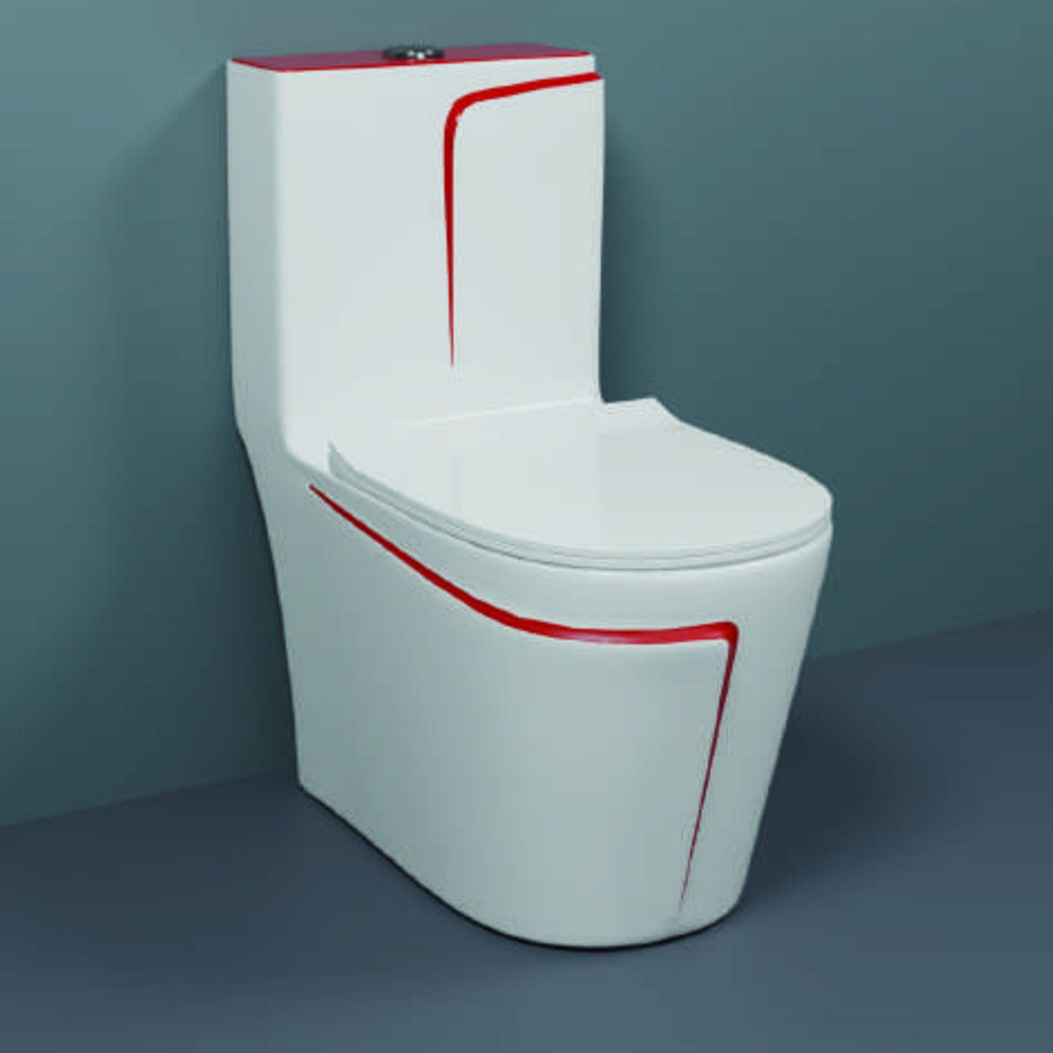 One-Piece Western Commode | Modern Ceramic Water Closet with Soft Close Seat RM - 1004 | 660L x 375W x 740H mm Western Commode-image-33
