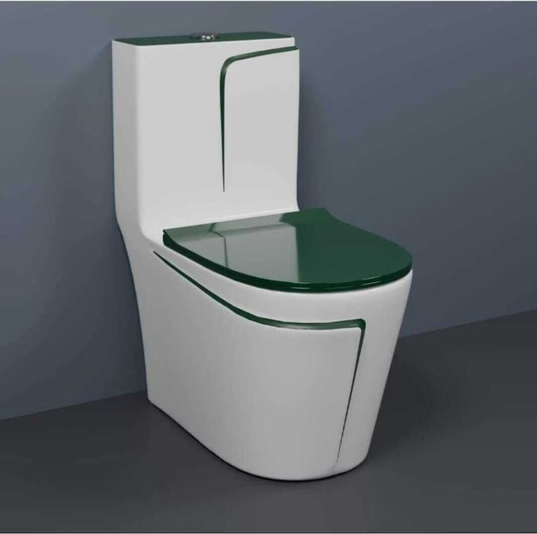 Premium Quality 1006 Shining White commode with Green Finishing Line and Round Flush Button Western Commode-image-44