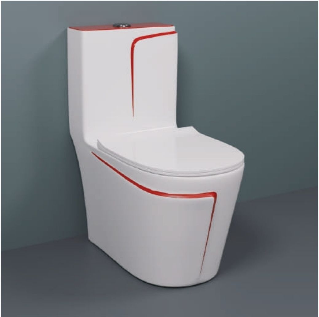 C04 Premium Quality White Commode With Red Finishing Line And Round Flush Button Western Commode-image-25