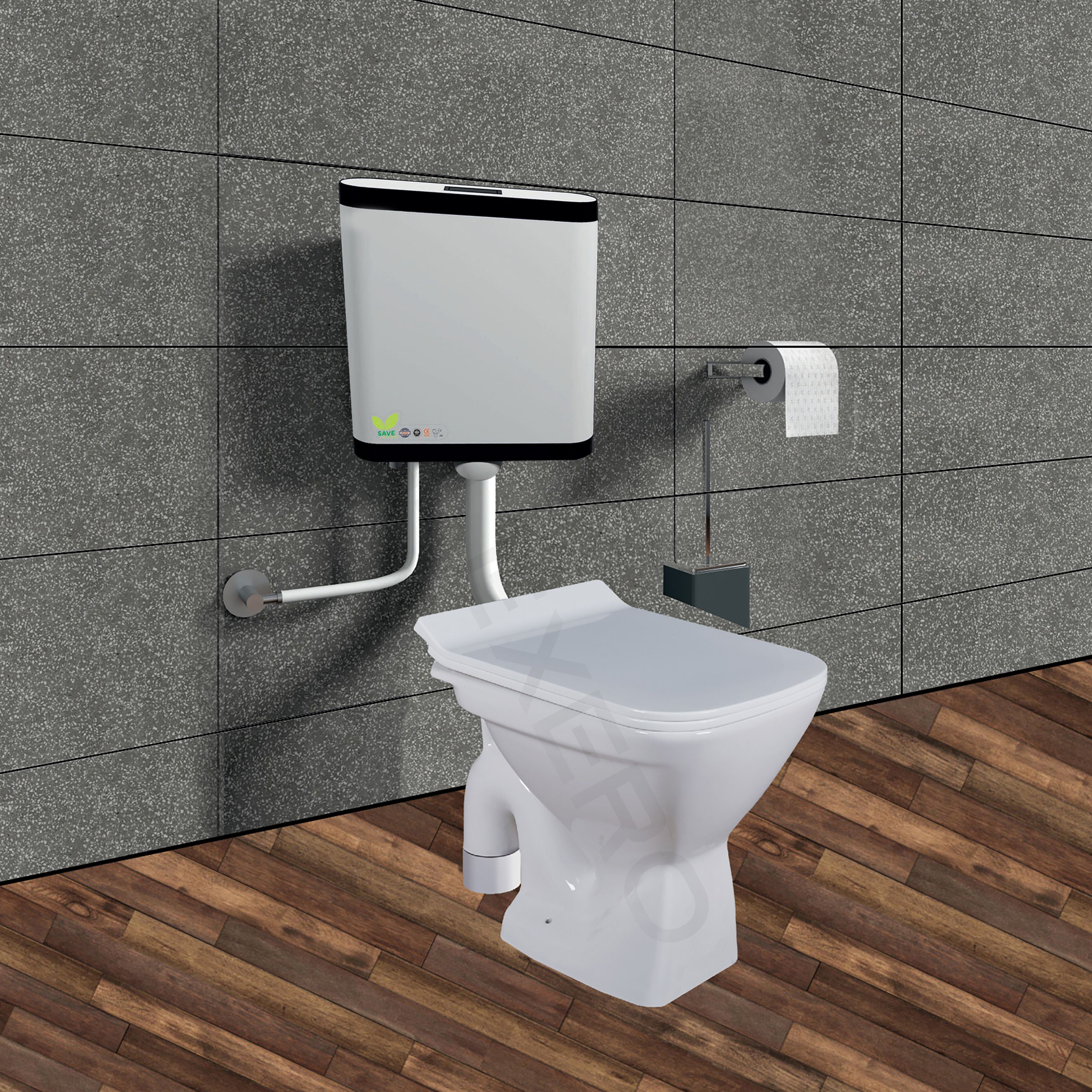 glexero Premium Quality Super White Ceramic Commode With Stylish Flush Tank Floor Mounted S Trap Toilet Western Commode-picture-12