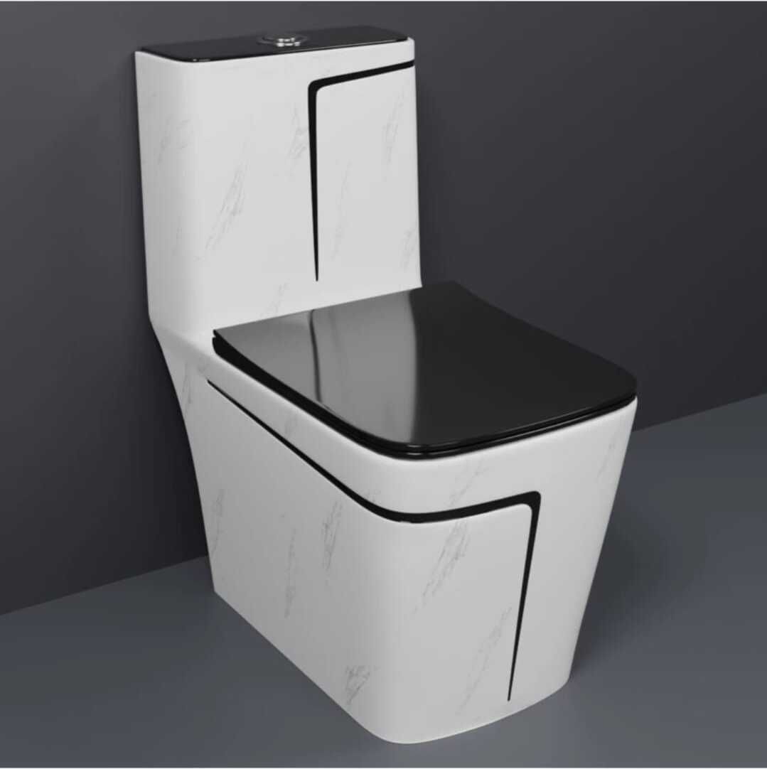 Dimond Quality LT07 White Marble commode with Black Finishing Line and Round Flush Button Western Commode-image-41