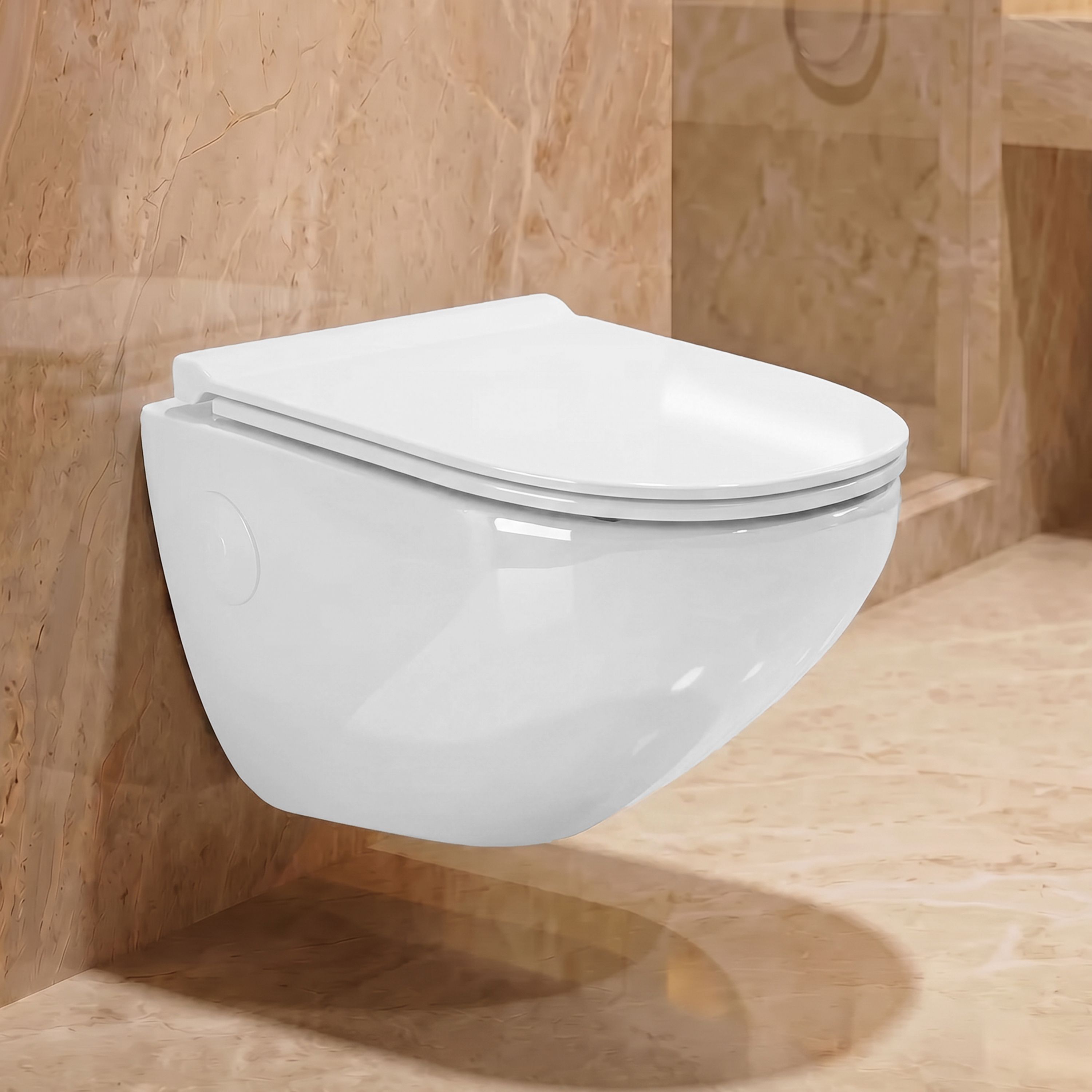 Commode Wall Hung Western Toilet | Rimless Ceramic Commode | Soft Close Seat Cover Western Commode-image-16