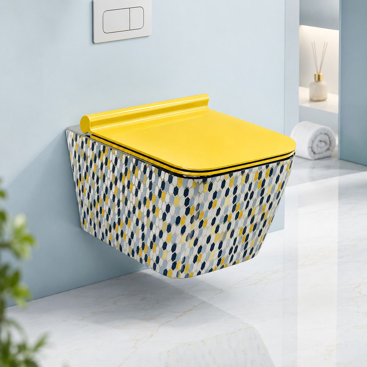 Rimless Wall-Hung Commode | Western Toilet With Soft-Close Seat |5-Year Warranty | P-Trap Wall-Mounted Bathroom WC | Antibacterial Washdown Flush | Satin Finish Western Commode-image-24