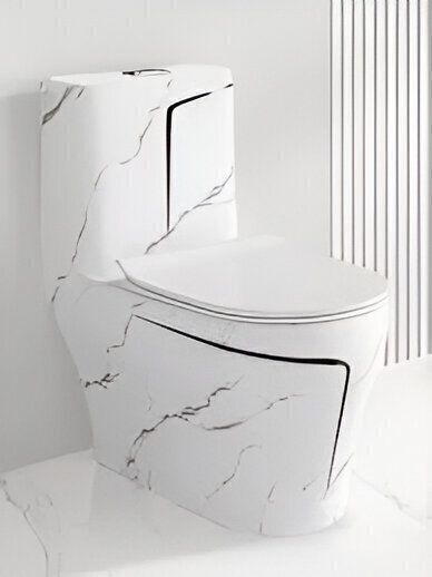 Premium Quality Shining White Marble Commode With Black Line And Round Flush DOT:07 Western Commode-image-40
