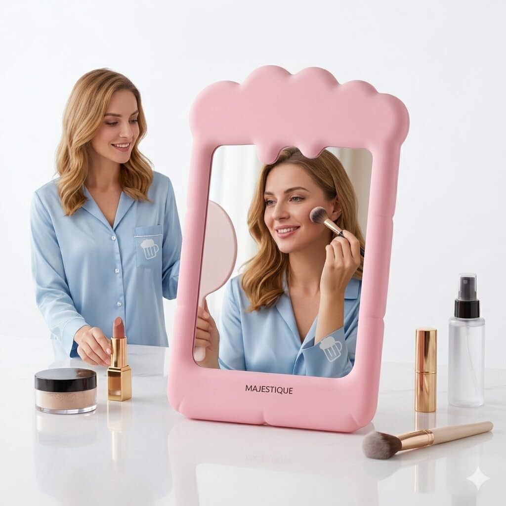 majestique Table Top Makeup Mirror with Foldable Stand, Portable Vanity Mirror-picture-1