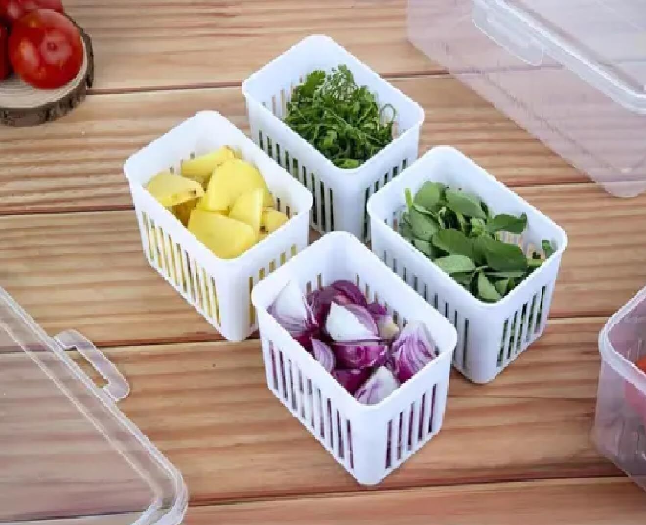Polypropylene1.4 Kg Fridge Storage Boxes Premium (6 Containers + 4 Containers Fridge Storage Box Set 1.5 L Compact Refrigerator-image-29