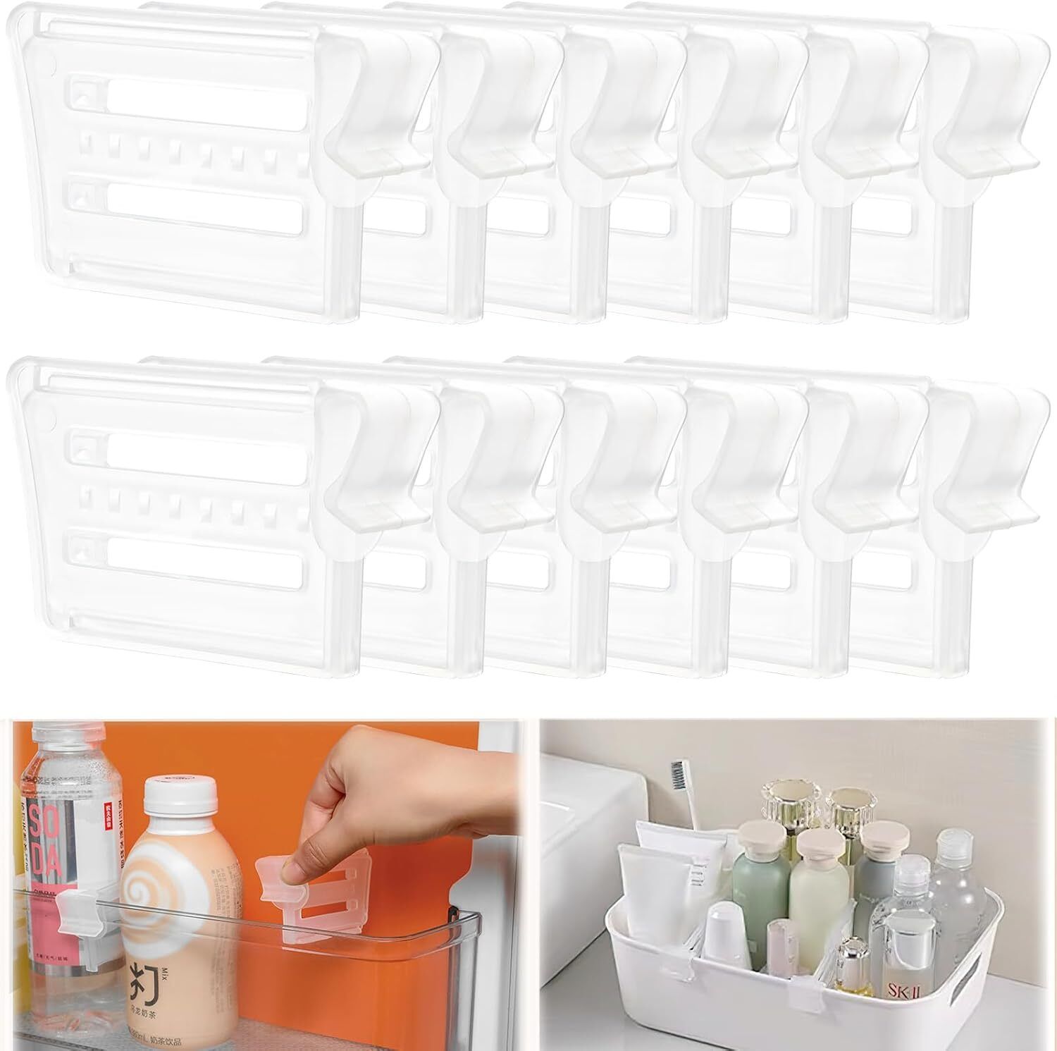 didment SBD-10PCS-CLR Adjustable Storage Bin Divider Clips for Fridge Organizer Boxes (Pack of 10) 10 L Compact Refrigerator-picture-14