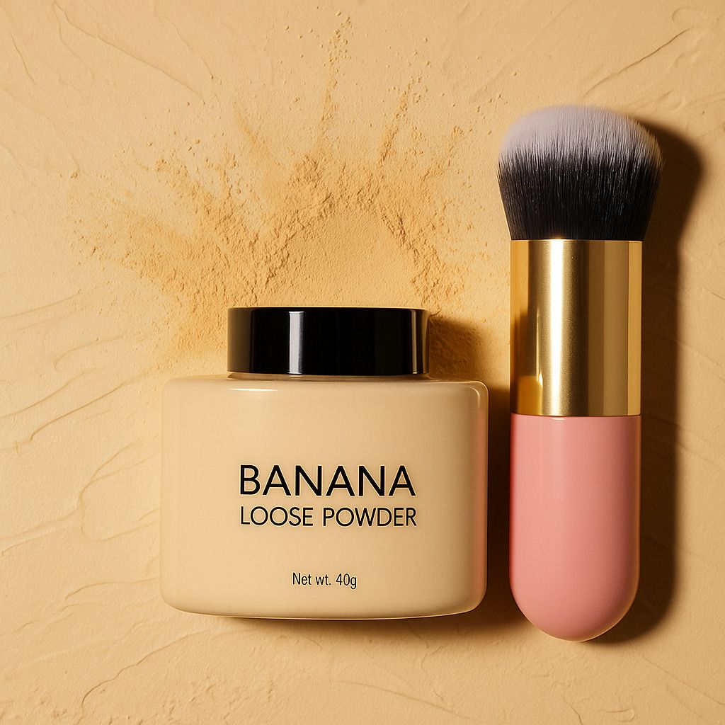 Banana Loose Powder with Premium Makeup Brush | Long LastingPowder Compact