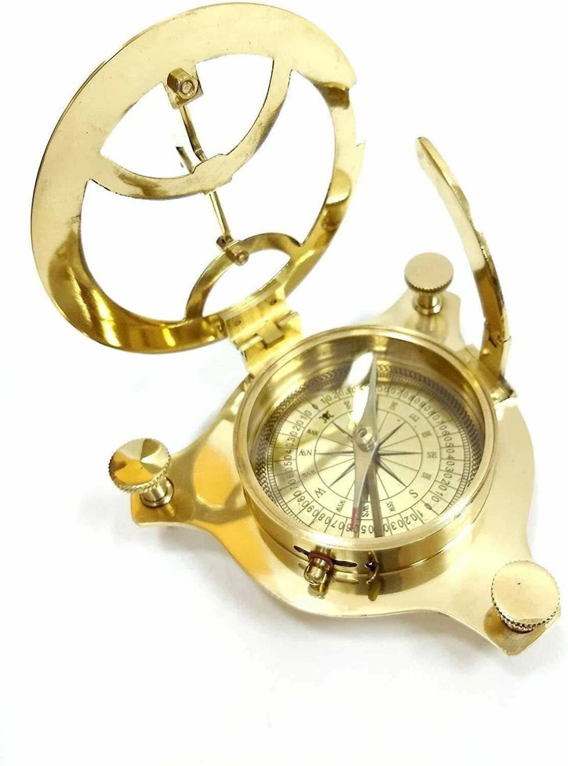 skdecor Vintage Brass Sundial Compass Antique Nautical Decorative Table Showpiece item Compass-picture-23