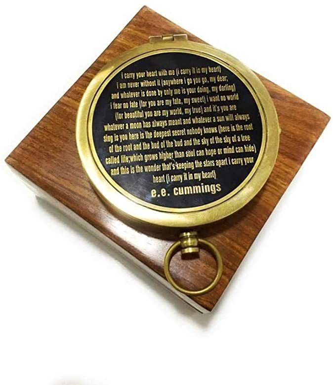 mcc Antique Brass Made Compass with Beautiful Wooden Box Compass-picture-16