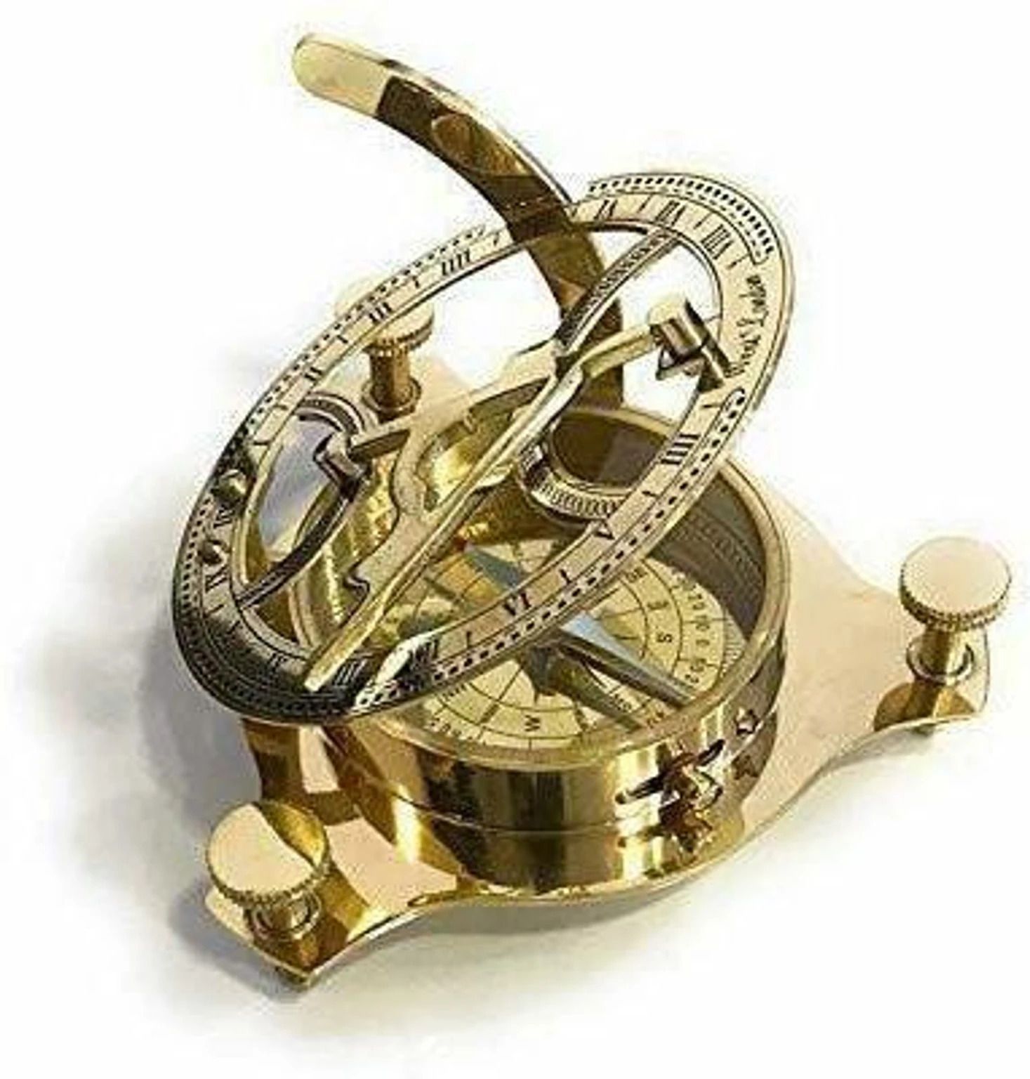 skhome SKHomeDecor1 Brass Sundial Compass Antique Miniature Table Showpiece 1.5 Inch Compass-picture-25