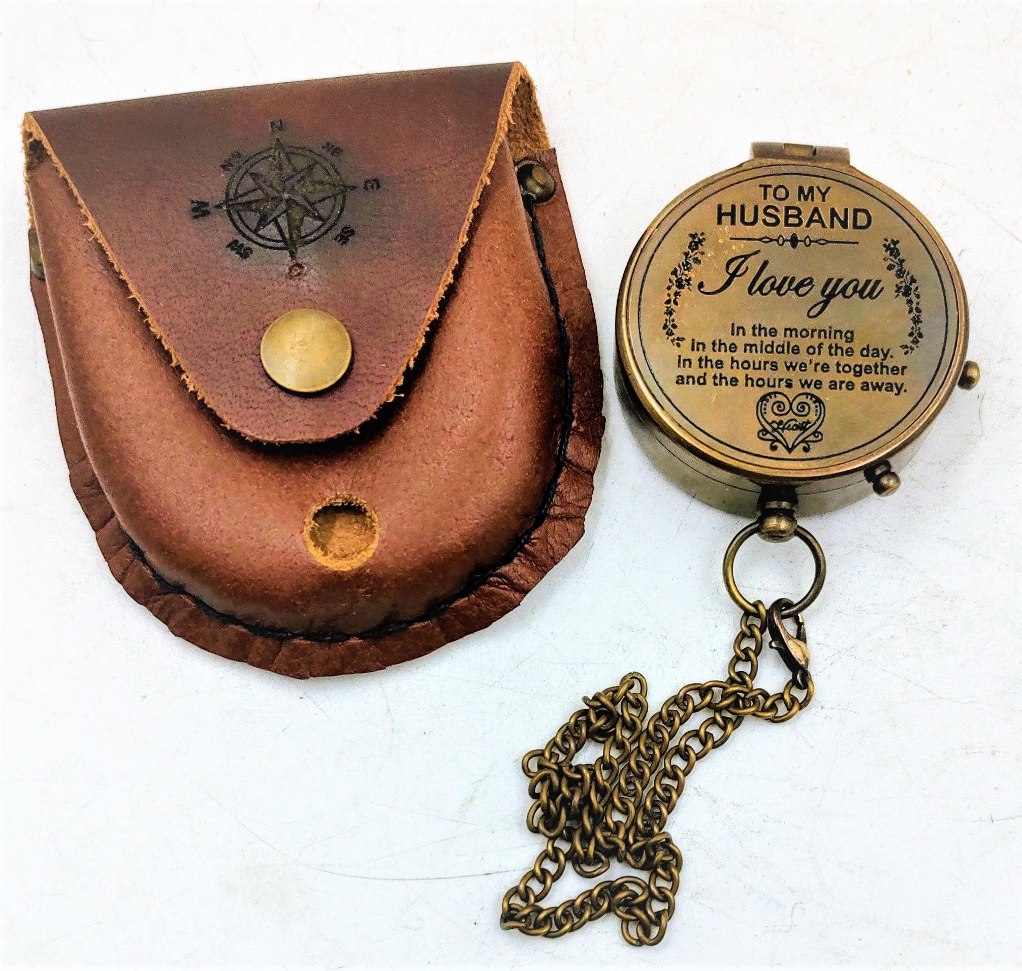 ascent india To My Husband Brass Compass chain nautical with Leather cover gift Compass-picture-29