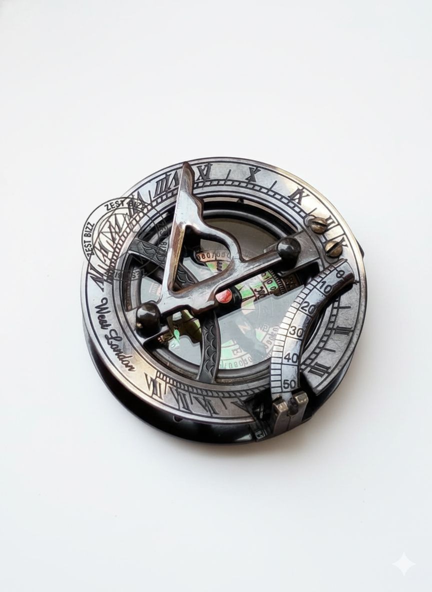 zest bizz Solid Brass Antique Black 2.5 Inch Sundial Compass Antique FGRT Compass-picture-10