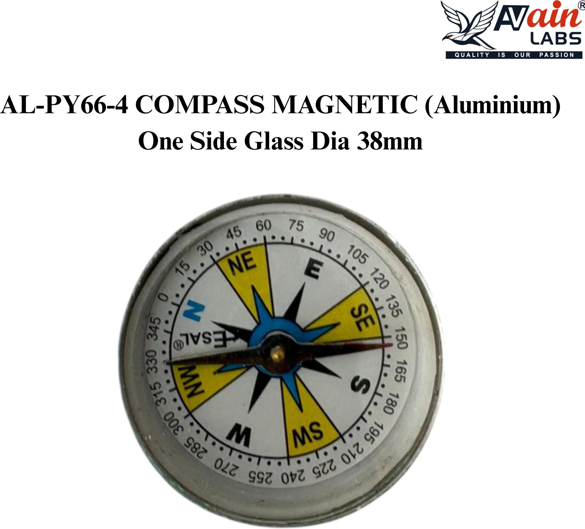 avain labs SET OF 10 COMPASS MAGNETIC (Aluminium) One Side Glass Dia 38mm AL-PY66-4 Compass-picture-34