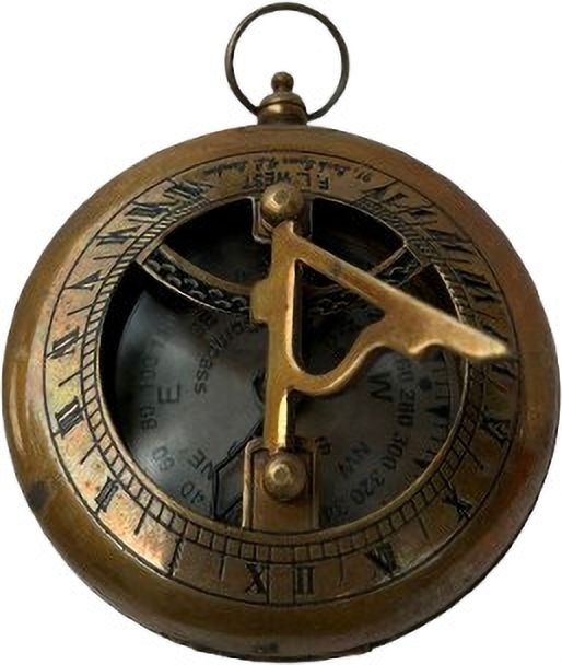 3 inche Brass Sundial Compass Polished Push Button Collectible Gift Compass-image-47