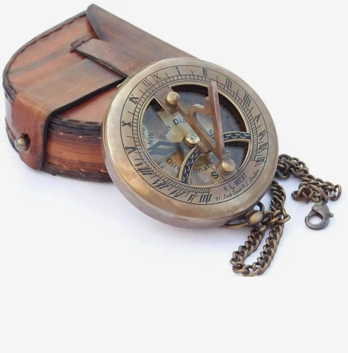auntiqueindia Nautical Brass Sundial Push Button Compass Pocket Sundial Compass Navigational Compass-picture-29