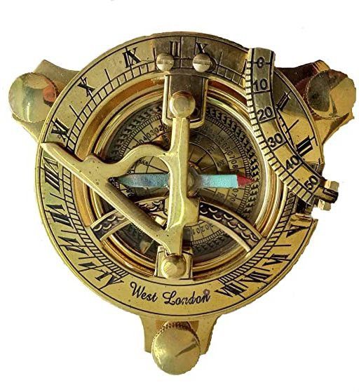 shree siddhi vinayakinfo world Brass Golden Sun-Clock Compass With Wooden Box Vintage Nautical Sundial Compass Compass-picture-18