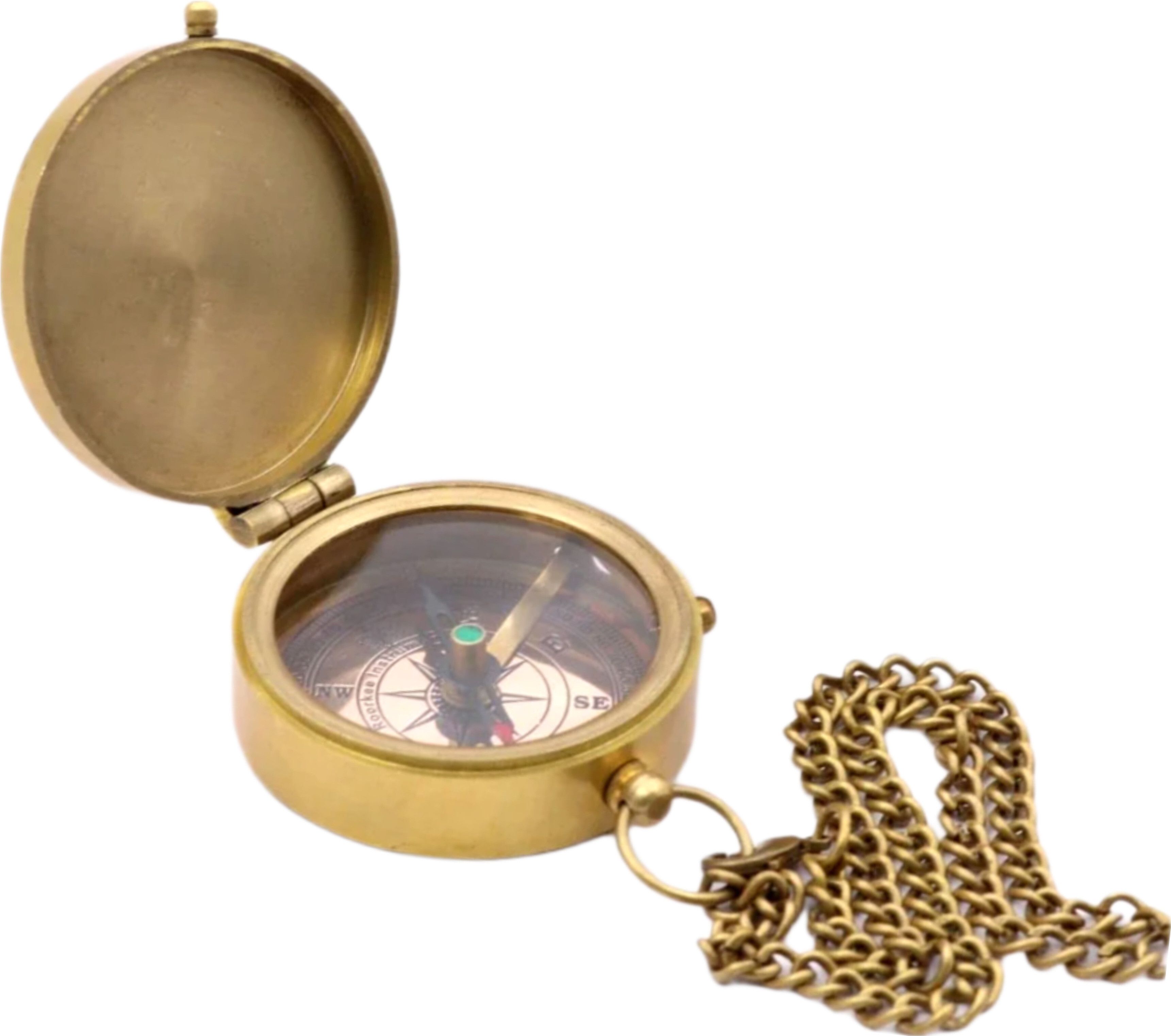 Vintage Brass Engraved Compass Compass-image-27