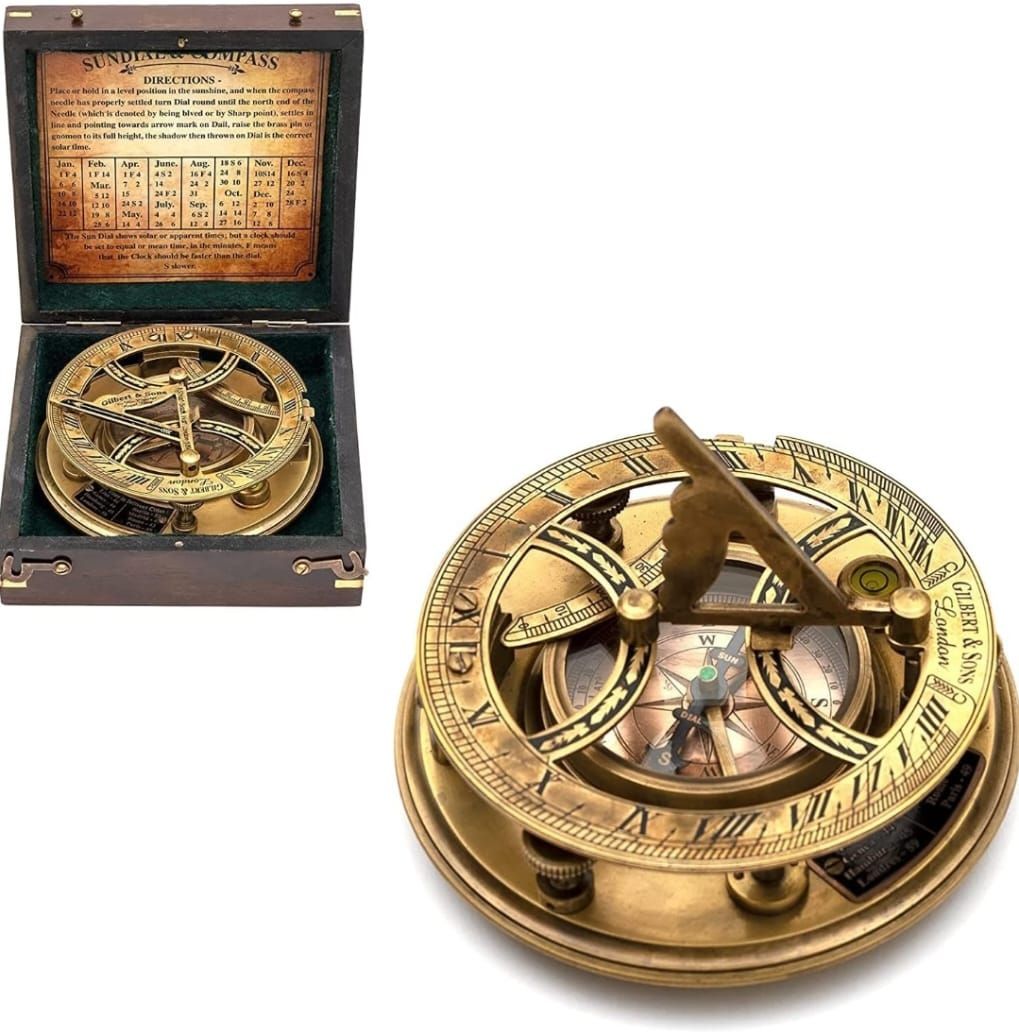 auntiqueindia Antique Brass 5 Inches Sundial Compass-picture-25