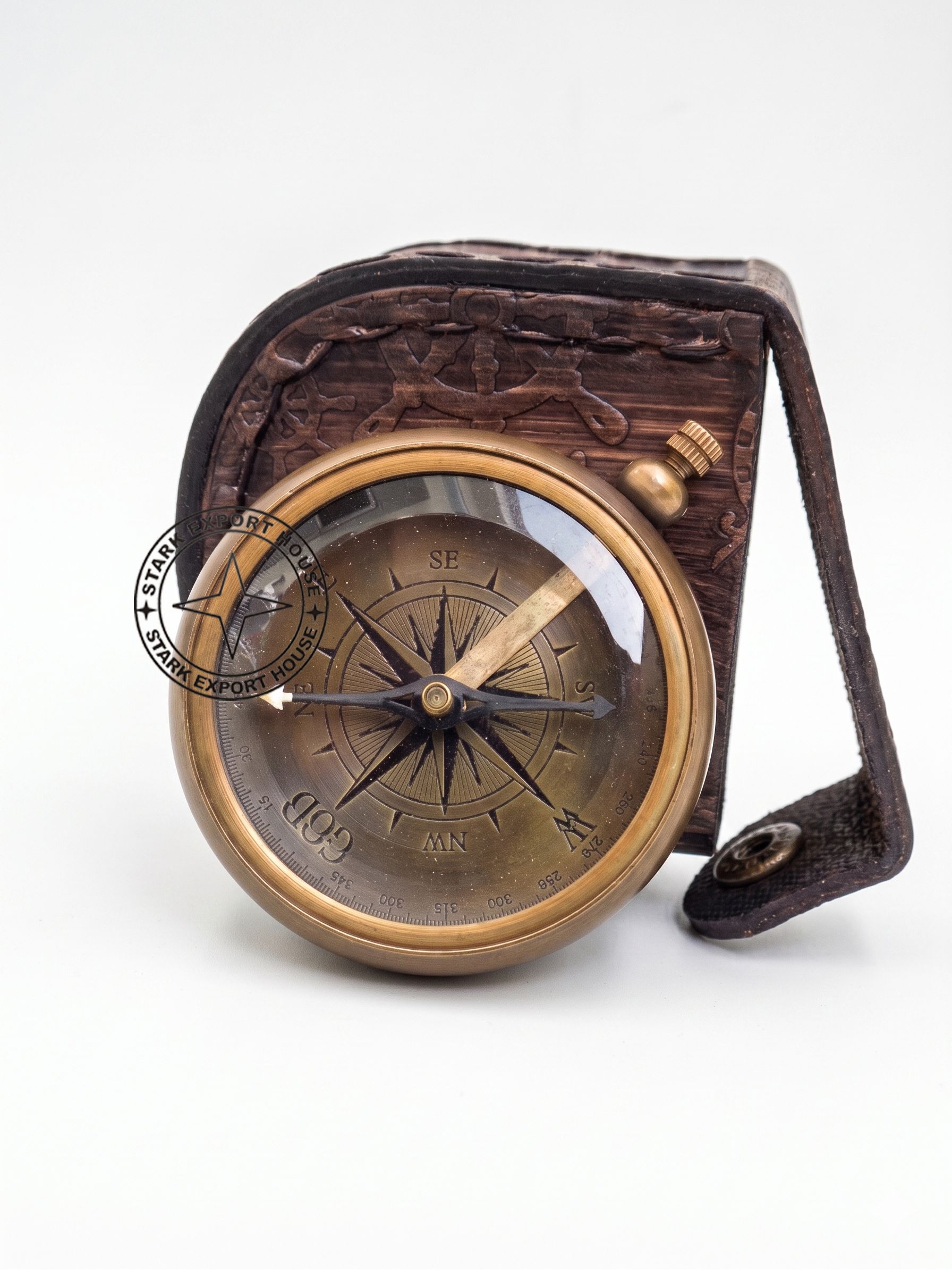 Antique 2 Inch with Leather Box Compass-image-33