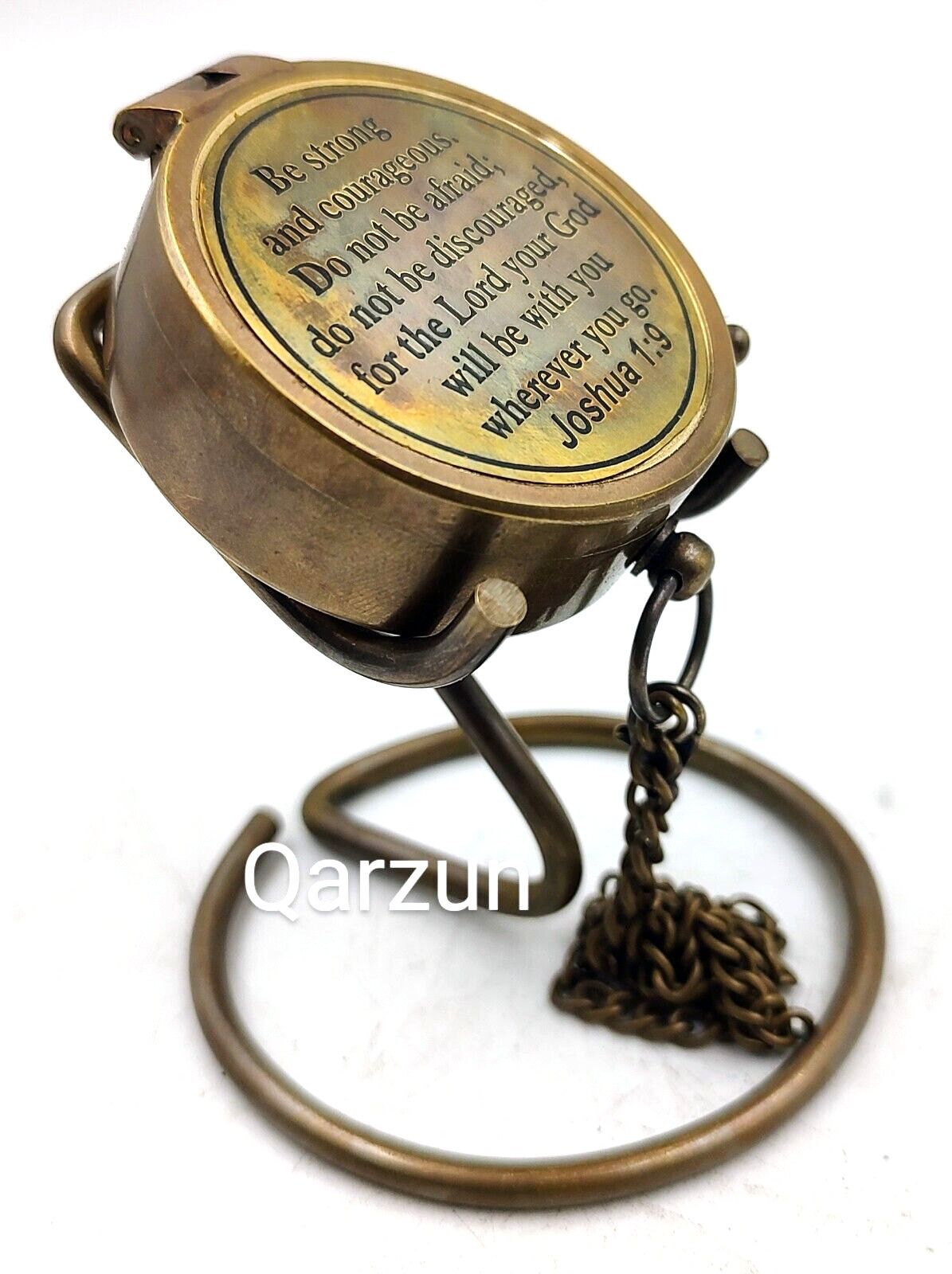ascent india Brass compass lid Be strong poem nautical compass with display stand Compass-picture-40