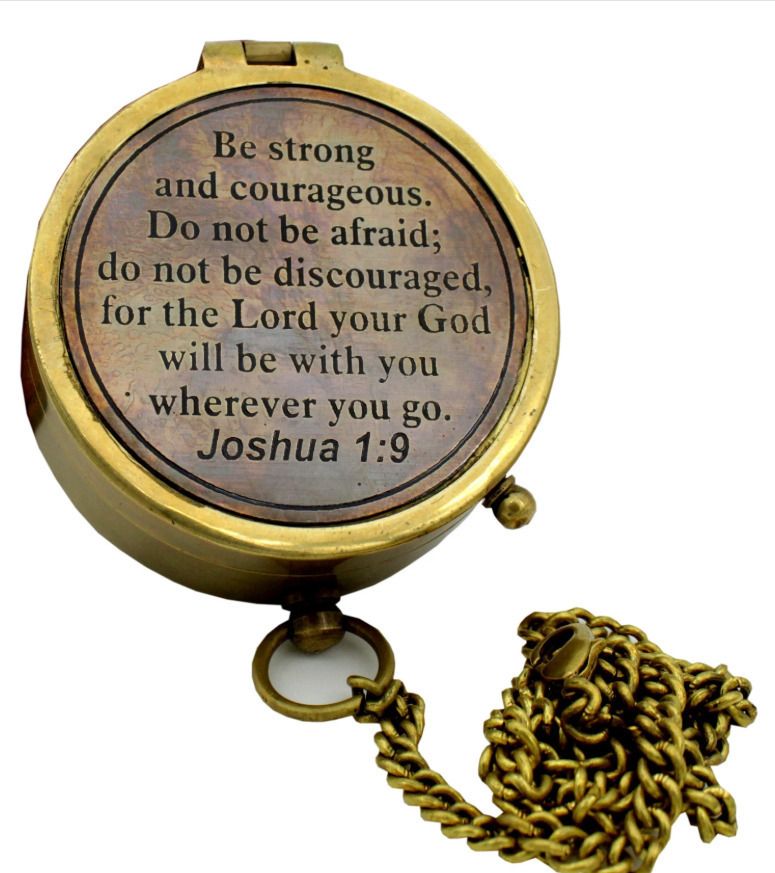 apax Nautical Brass Be Strong Compass | Joshua 1 9 Engraved Gift Item Compass-picture-47