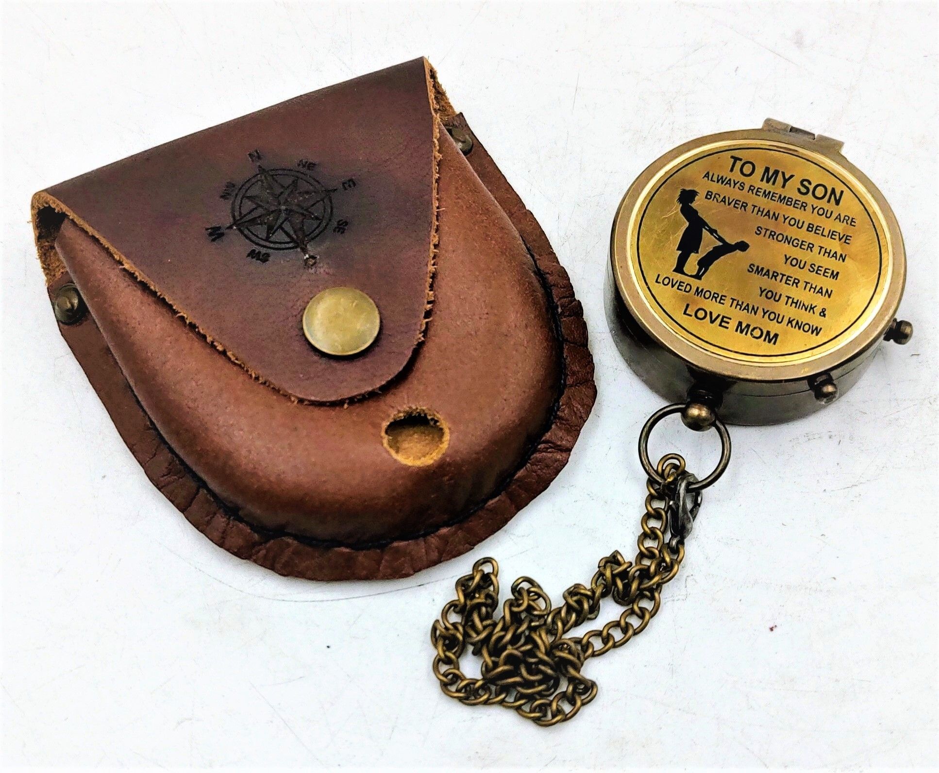 ascent india To my son brass lid compass nautical with Leather cover gift Compass-picture-38