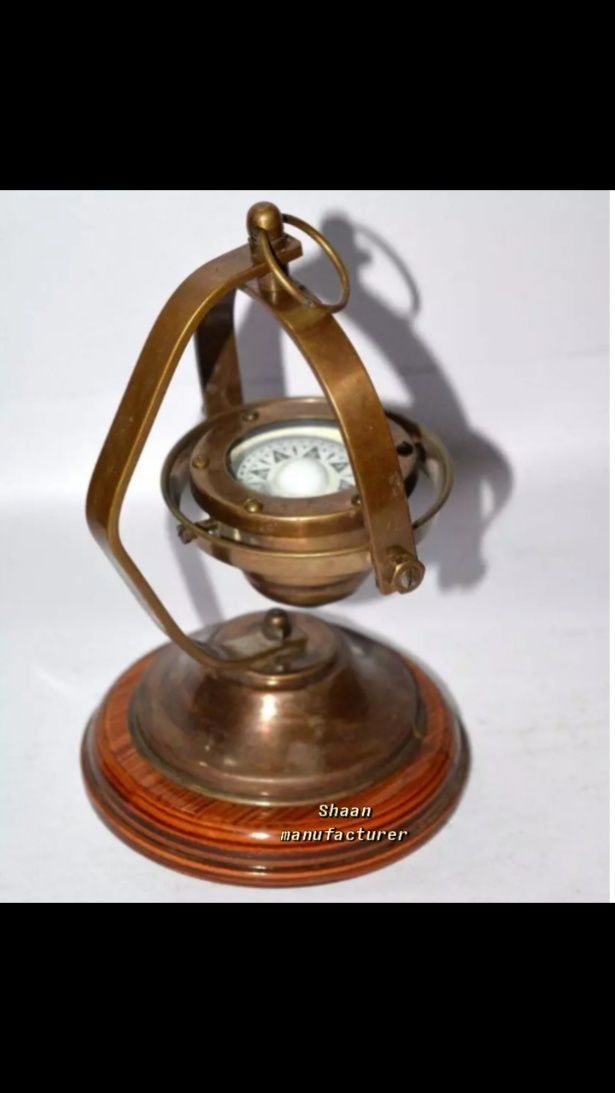 shaan manufacturer Antique BRASS MARINE GIMBALED SHIP'S COMPASS WITH DESK STAND Compass-picture-24