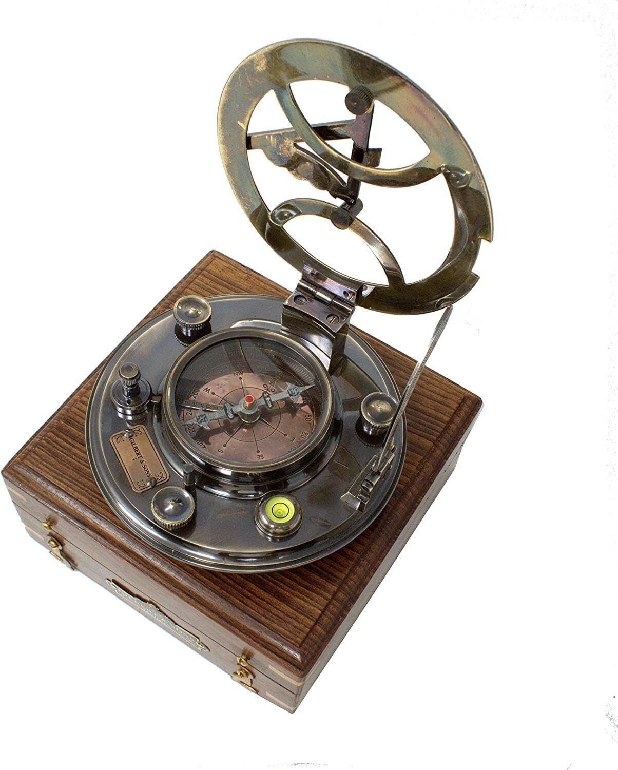 Solid Brass Sundial Compass 4 inche - Antique Showpiec Compass-image-34