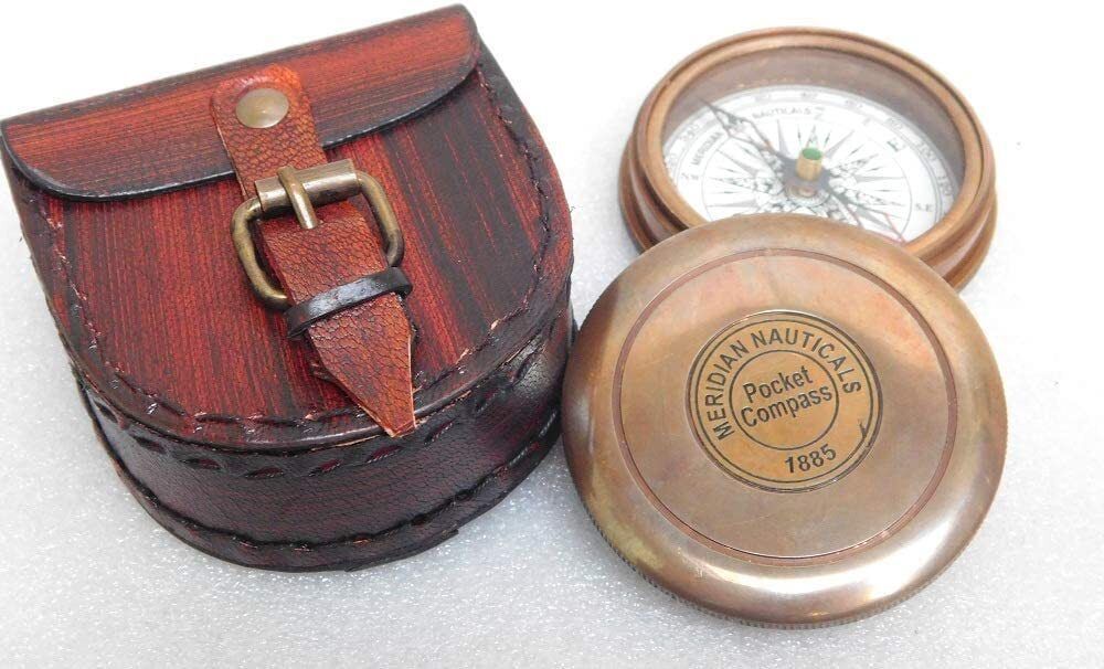 handmadec Antique Brown Finish Brass 3 Inch Compass Maritime Stanley London 1885 Compass-picture-14