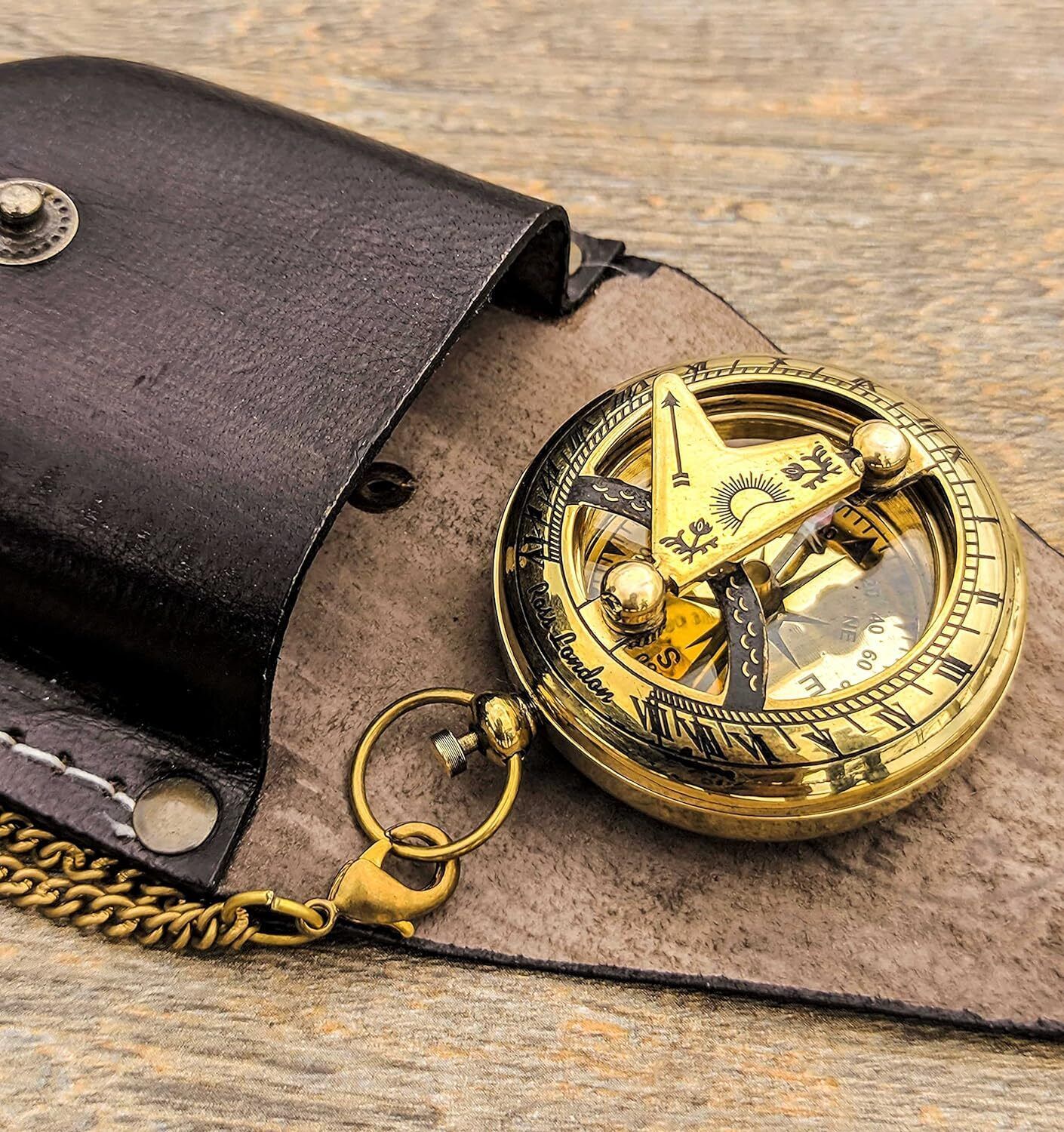 apax Brass Nautical Round Arrow Sundial Compass | Navigational Compass | Gift Item Compass-picture-11