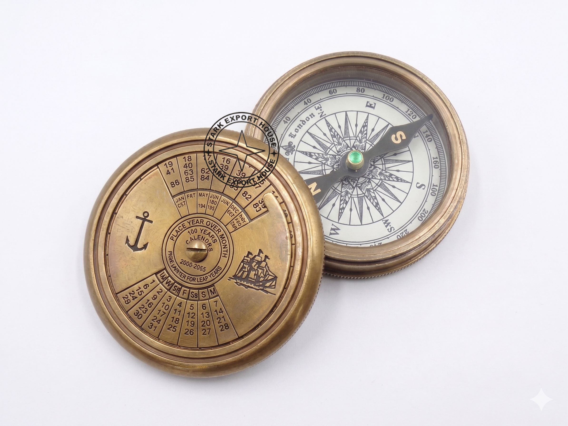 stark export house Solid Brass 2 Inch Sundial Compass Direction Working Pocket Compass Compass-picture-30