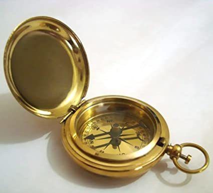 Brass Push Button Pocket Compass (Polish Brass_2 Inch) Compass-image-8