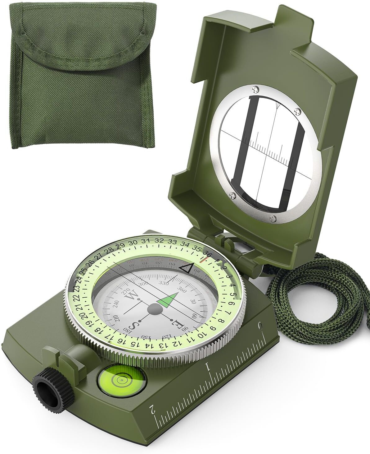 Professional Military Lensatic Compass Sighting Lens, Inclinometer & Carry Pouch Compass-image-36