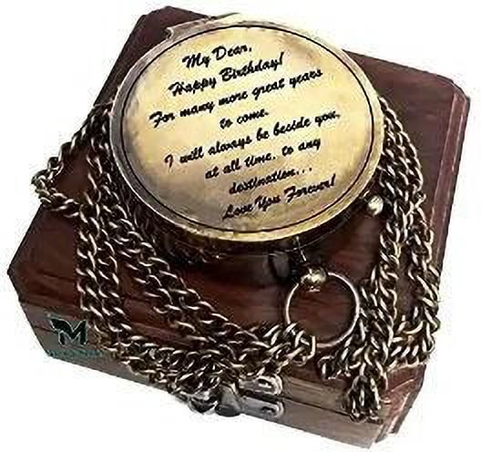 Brass 2 inch Birthday Gift Compass with Wooden Box Compass-image-34