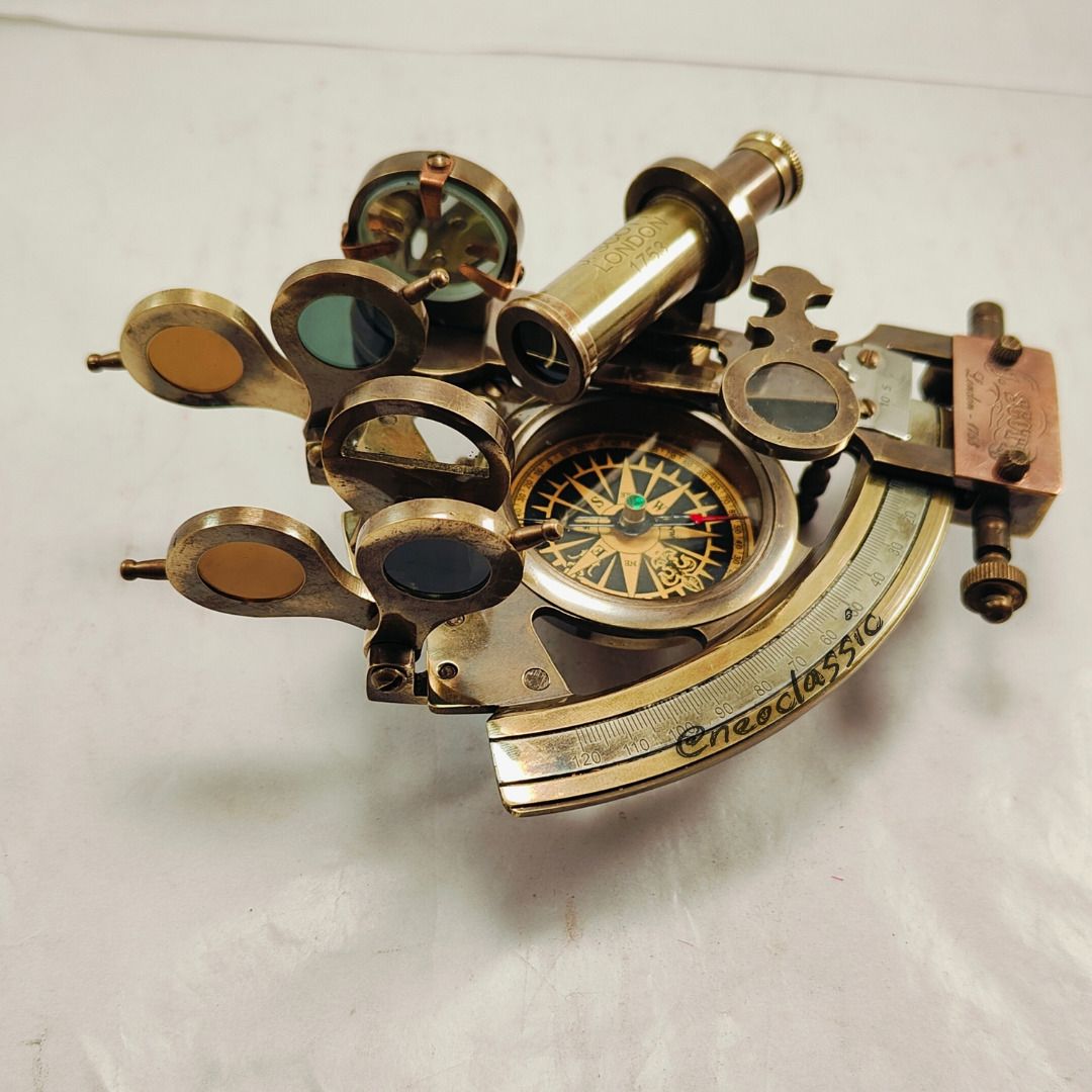 Handmade Brass Marine Sextant Compass - Vintage Style Nautical Antique Finish Compass-image-30