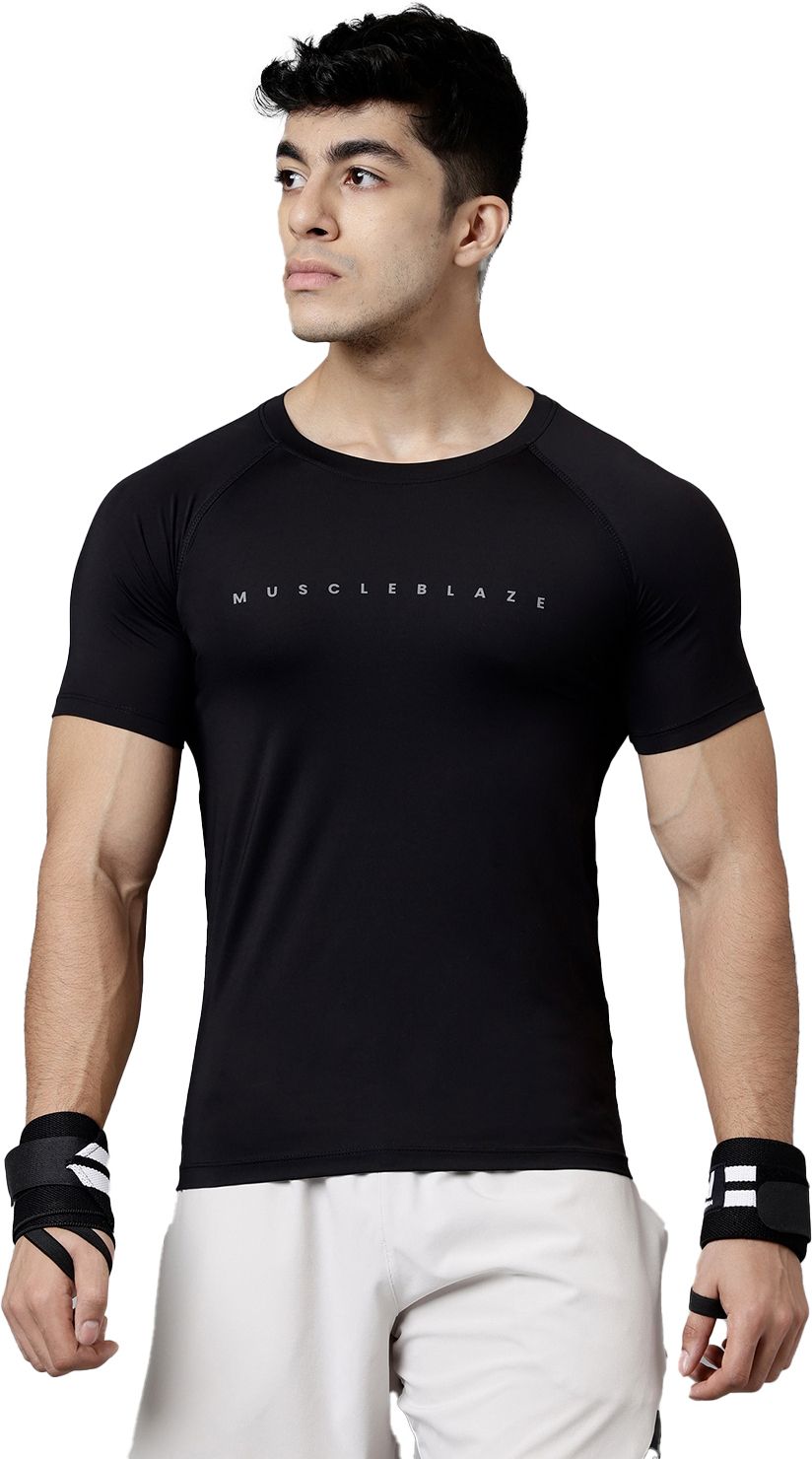 Compression Muscle Tee Half Sleeve, Midnight Black Men Compression-image-4