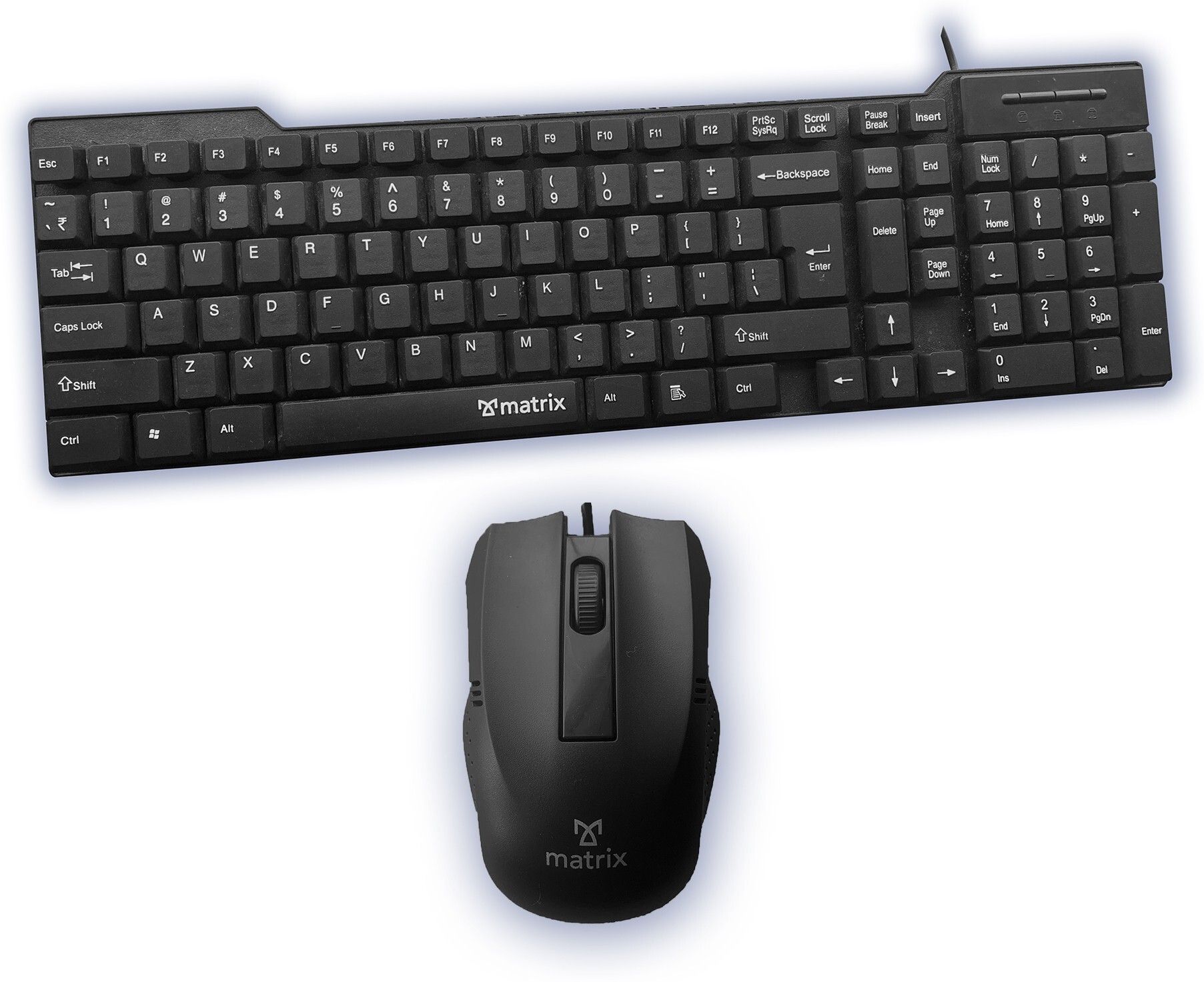 MATRIX USB Wired Keyboard and Wired Optical Mouse Black (KM200+KM100) Combo Set-image-14