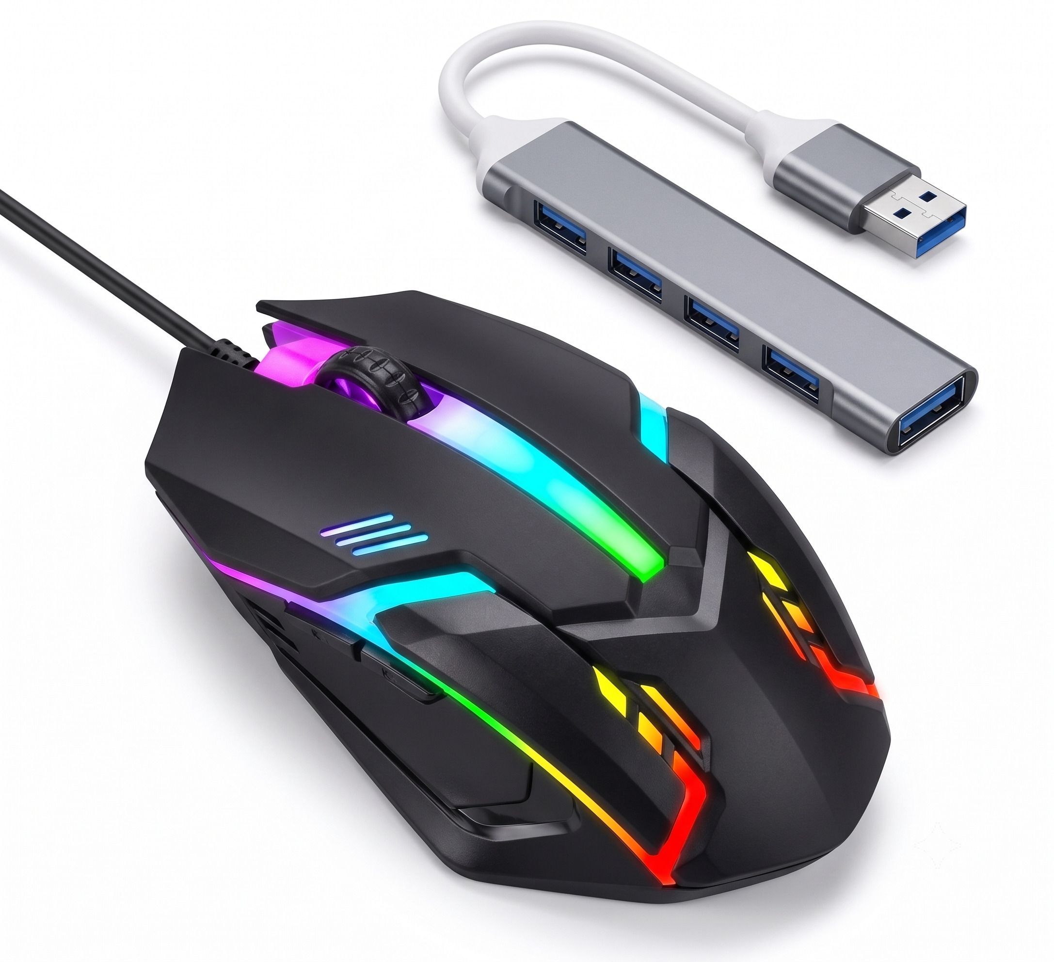 jaivex RGB Wired Gaming Mouse with 4-Port USB 3.0 High-Speed Hub Combo Set Designed for Gaming-picture-42
