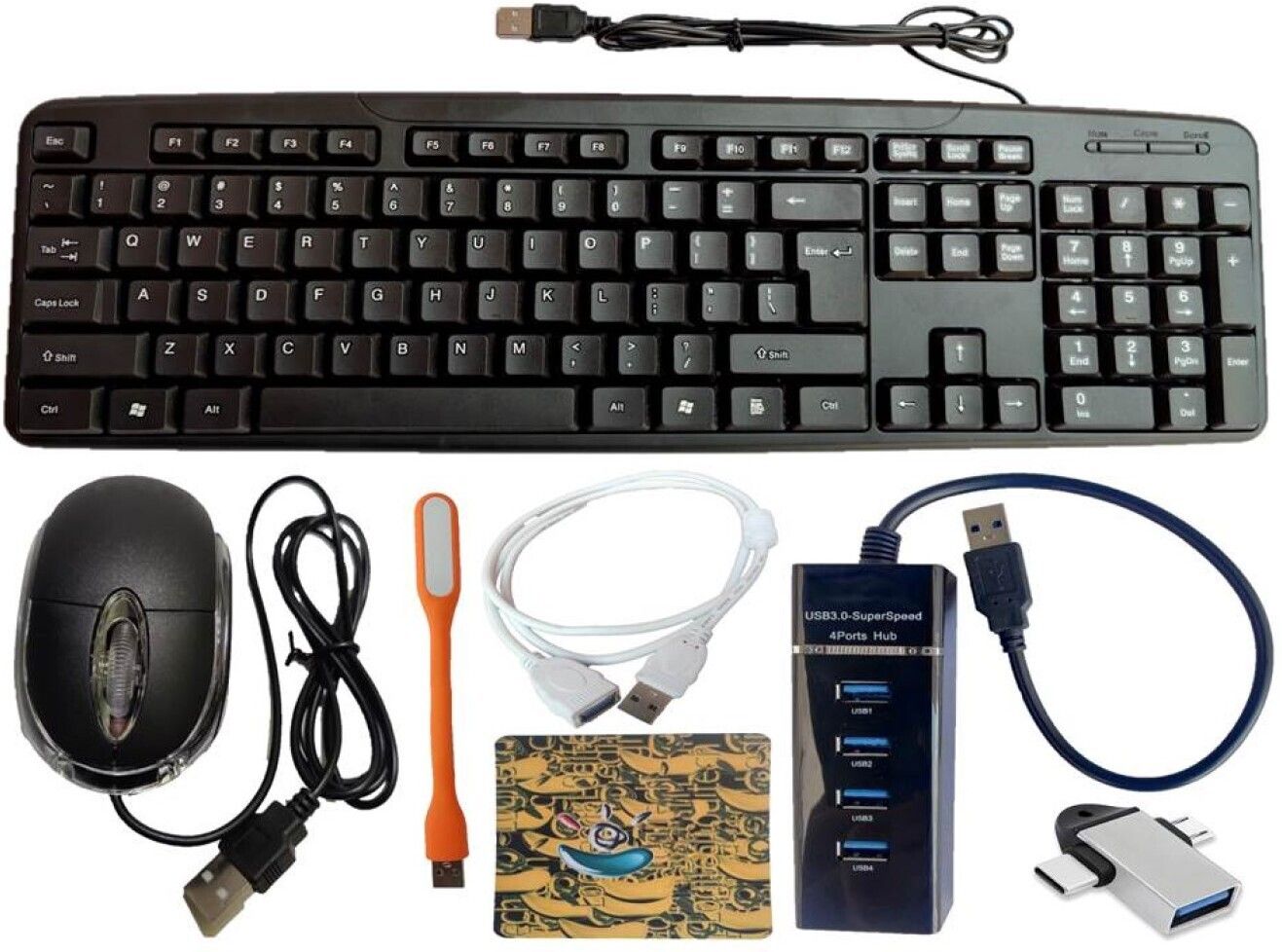 ANJO USB Keyboard-LED Mouse-Mouse Pad-3.0 USB Hub-2in1 OTG Micro&TypeC-Ext Cable-LED Combo Set-image-34