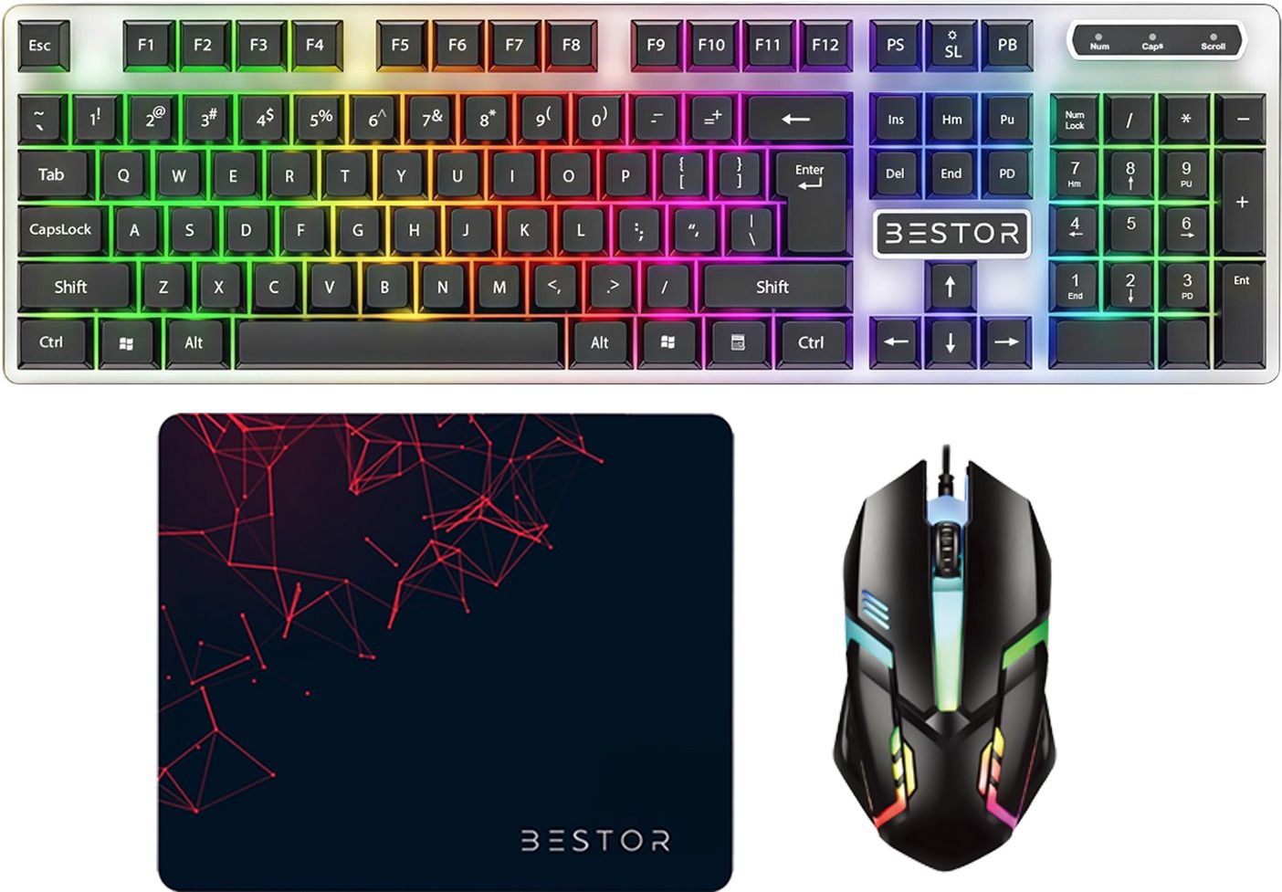 Bestor Set of 3 Wired RGB Gaming Keyboard with Wired Gaming Mouse and Mousepad Combo Set Designed for Gaming-picture-29