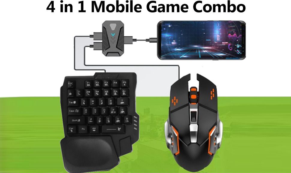 GAMESOUL Bluetooth Gaming Keyboard Mouse Convertor For Smartphone 4 in 1 Combo Combo Set Designed for Gaming-image-6