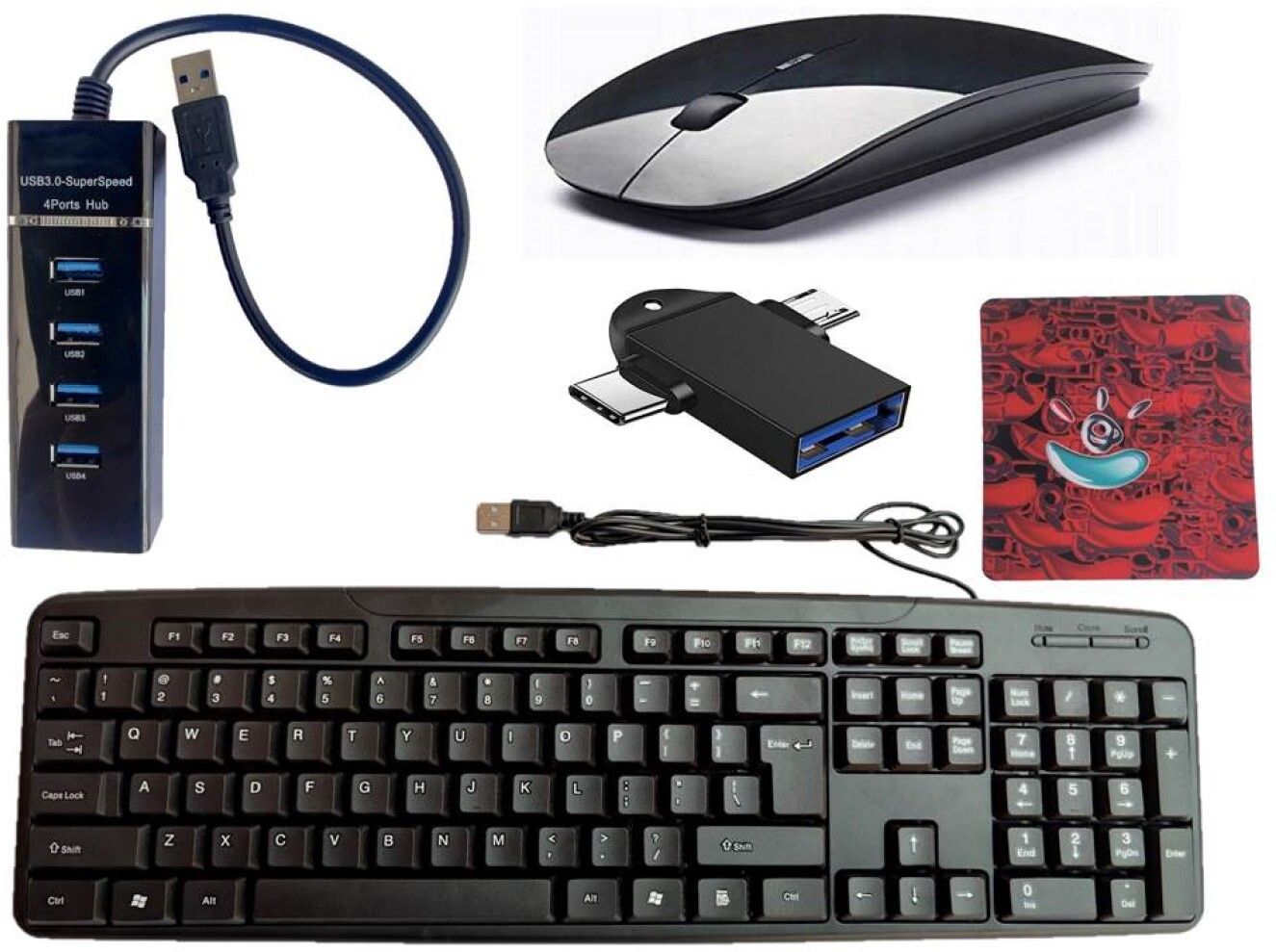 ANJO Wired Keyboard-Wireless Mouse-Non Slip Mouse Pad-3.0 USB Hub-2in1 OTG C & Micro Combo Set Designed for Gaming-image-25