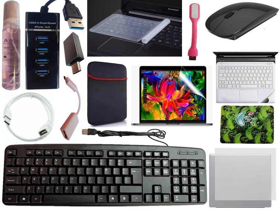ANJO KeyboardWirelessMouse-Pad-3Hub-Clnr-OTGMC-Ext-LED-Skin-15.6iScrn&KeyGuard&Sleeve Combo Set-image-49